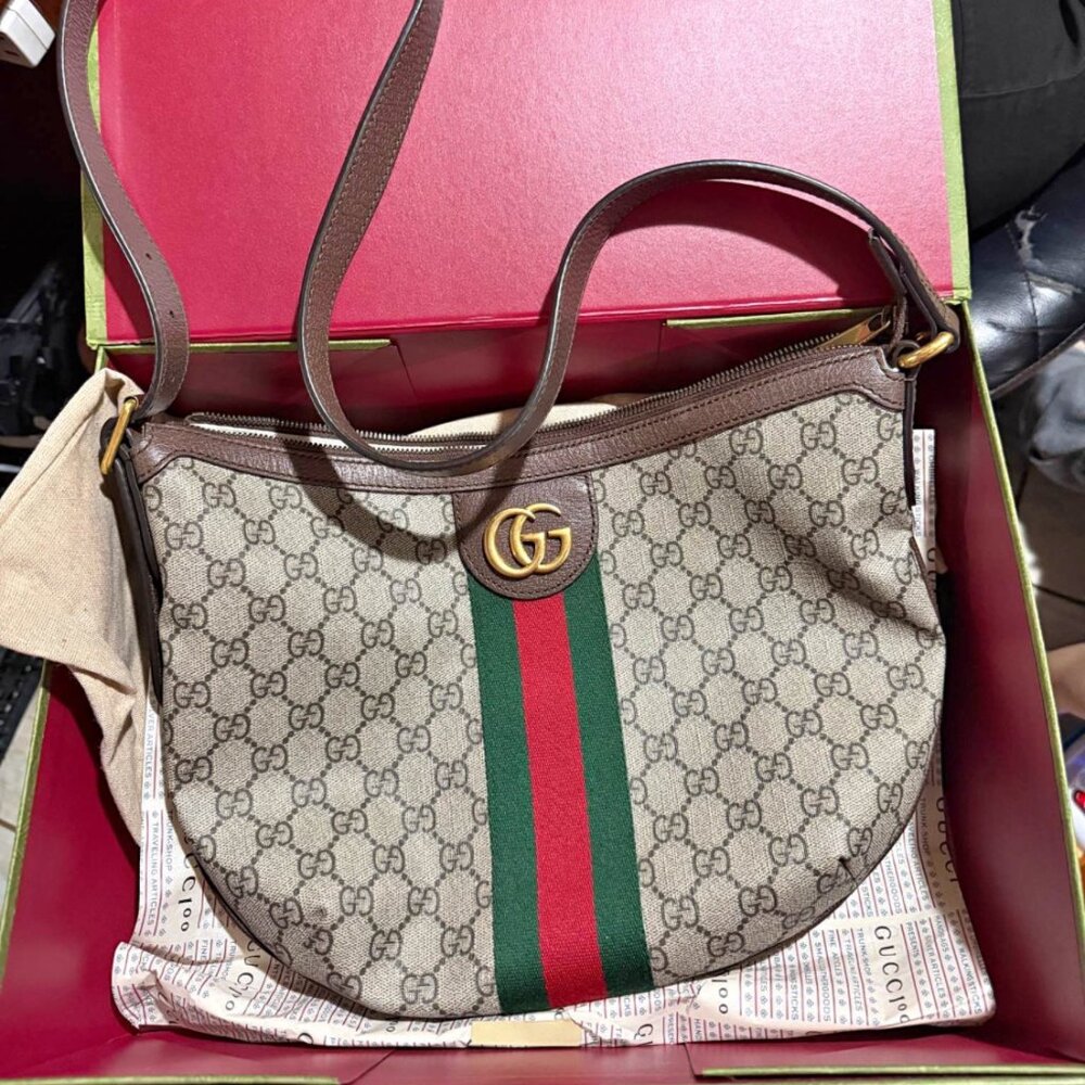Authentic Gucci GG Ophidia Web shoulder bag